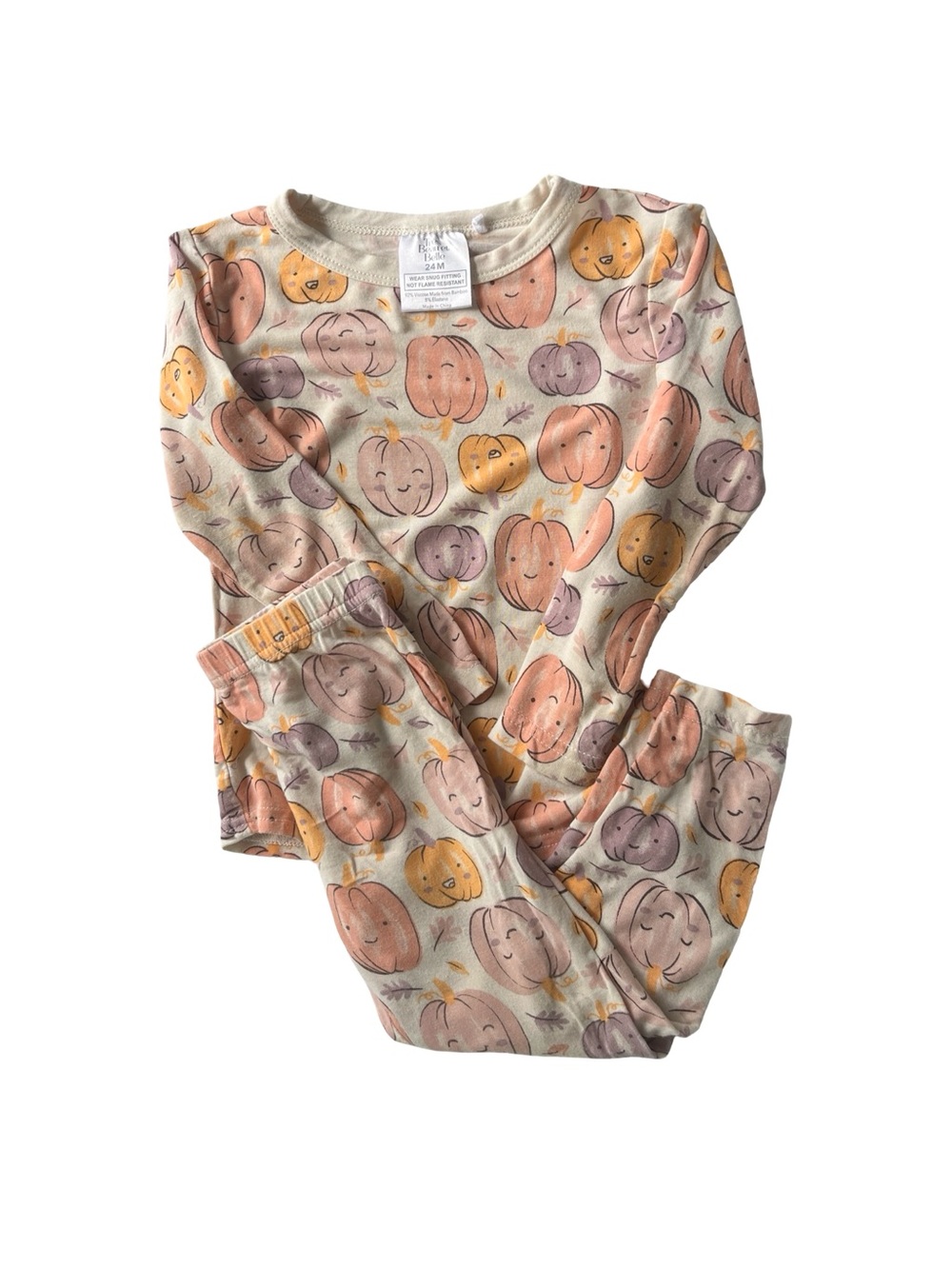 Tres Beau et Belle Happy Pumpkin Pajamas Long Sleeve Bamboo Youth Size 24M
